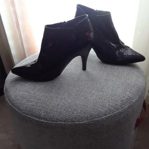 Black leather ankle boots